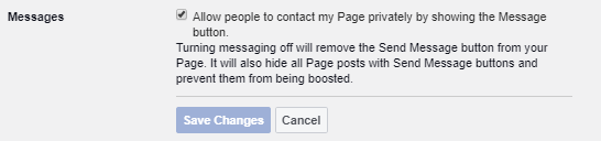 Allow Facebook direct messages on business page